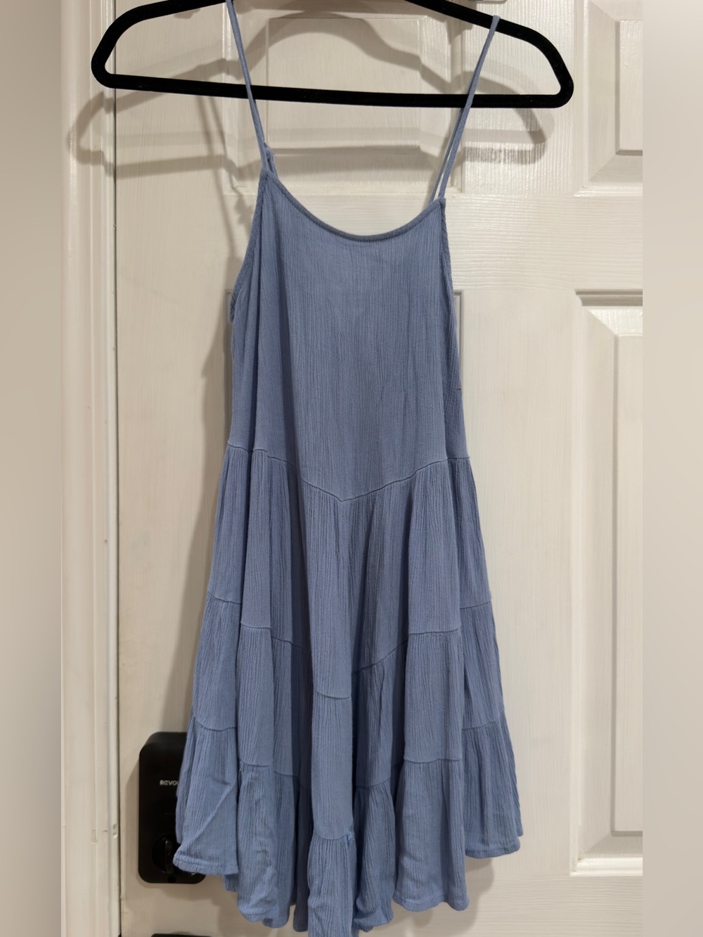 Light Blue Tiered Spaghetti-Strap Skater Dress